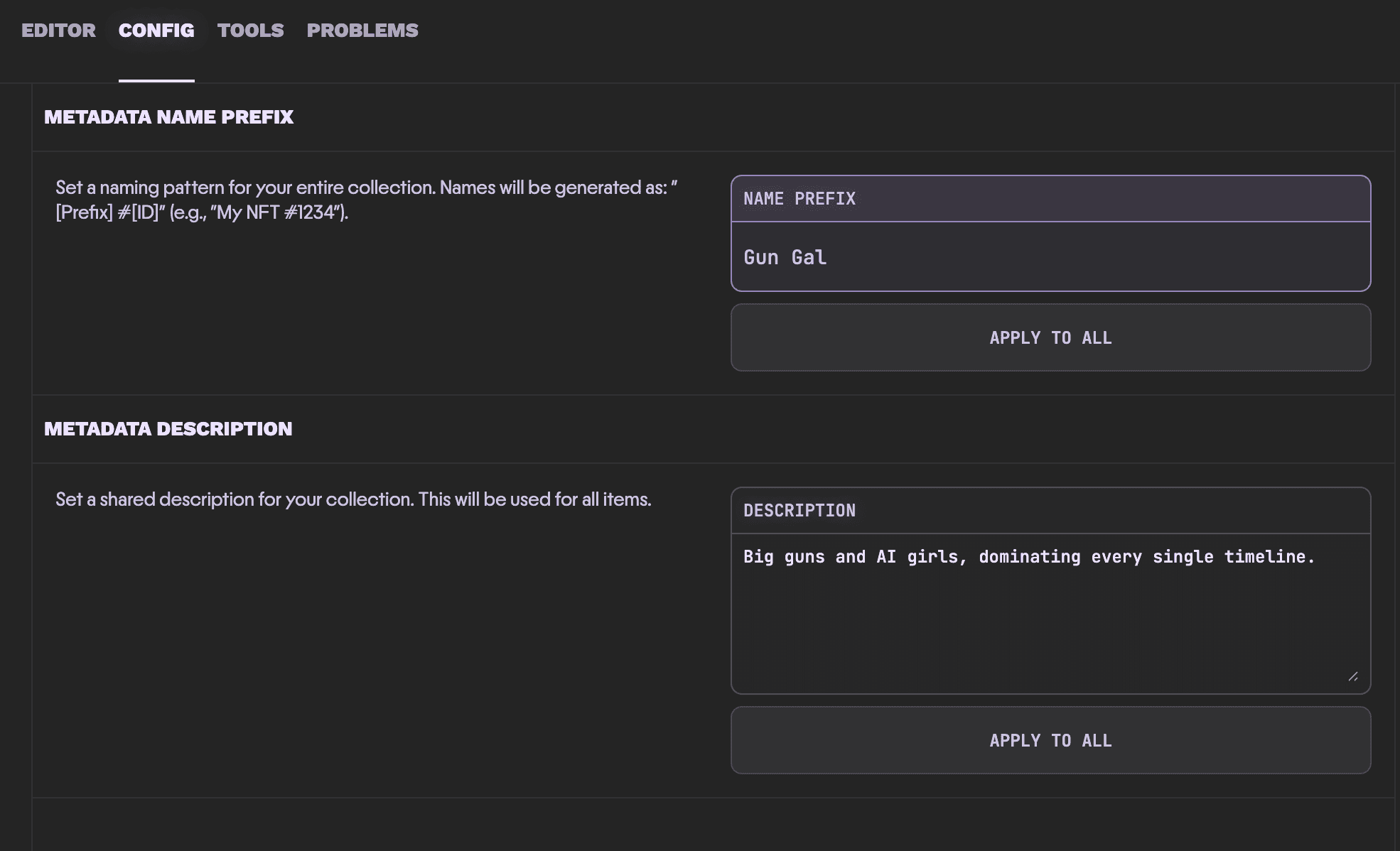 Config tab
