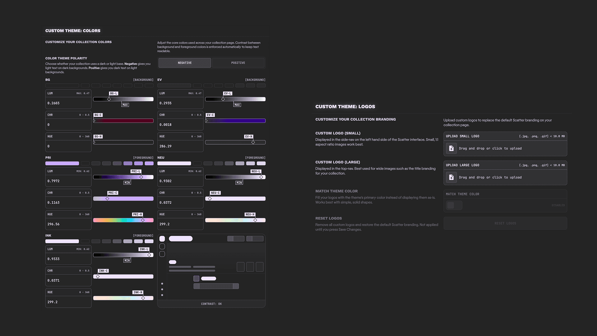 Custom theme sections