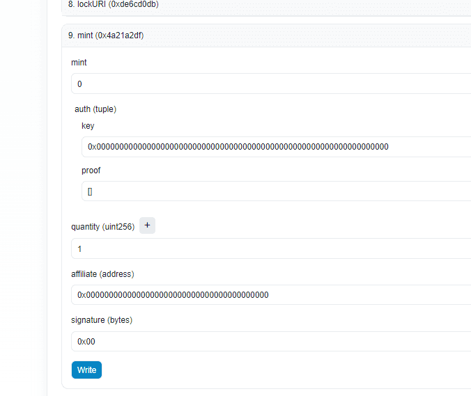 Free minting example