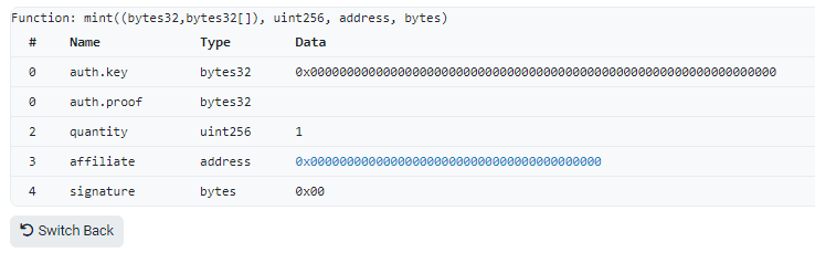 Mint transaction decoded