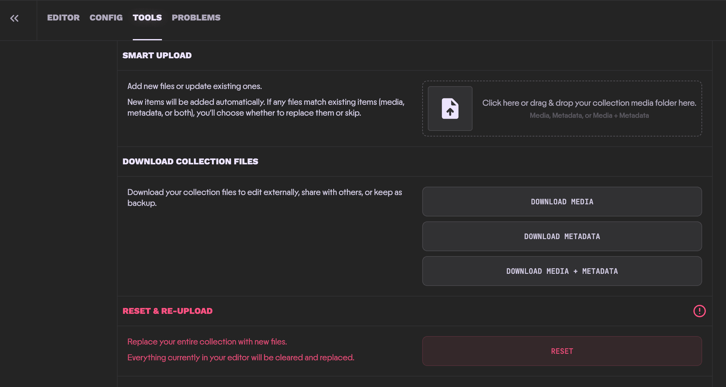 Tools tab